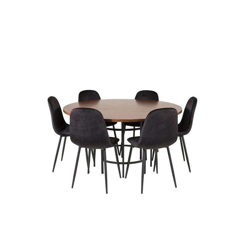 Copenhagen - Dining Table round - Brown / Black, Polar Dining Chair - Black legs / Black Velvet (ersätter 19902-888)_6