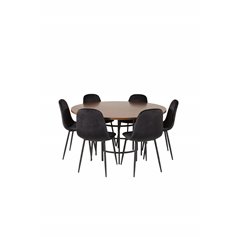 Copenhagen - Dining Table round - Brown / Black, Polar Dining Chair - Black legs / Black Velvet (ersätter 19902-888)_6