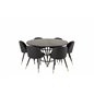 Copenhagen - Dining Table round - Black / Black, Velvet Dining Chair w. Stiches - PU - Black / Black_6