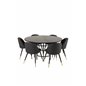 Copenhagen - Dining Table round - Black / Black, Velvet Dining Chair w. Stiches - PU - Black / Black_6