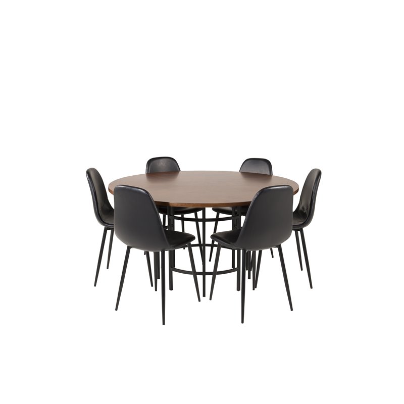 Copenhagen - Dining Table round - Brown / Black, Polar Dining Chair - Black / Black_6