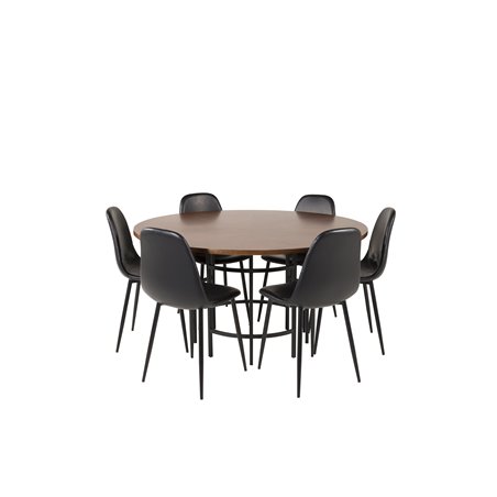 Copenhagen - Dining Table round - Brown / Black, Polar Dining Chair - Black / Black_6