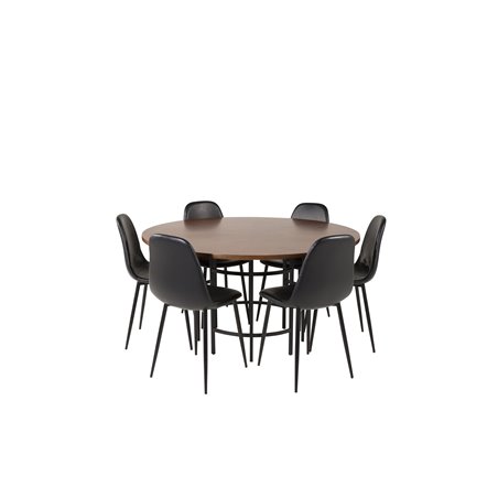 Copenhagen - Dining Table round - Brown / Black, Polar Dining Chair - Black / Black_6