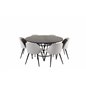 Copenhagen - Dining Table round - Black / Black, Velvet Dining Chair Corduroy - Light Grey / Black_6