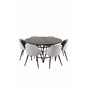 Copenhagen - Dining Table round - Black / Black, Velvet Dining Chair Corduroy - Light Grey / Black_6