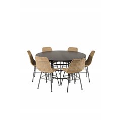 Copenhagen - Dining Table round - Black / Black, Bali dining chair - Nature / Black_6