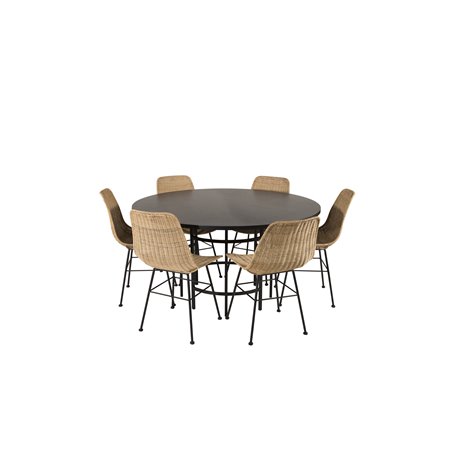 Copenhagen - Dining Table round - Black / Black, Bali dining chair - Nature / Black_6