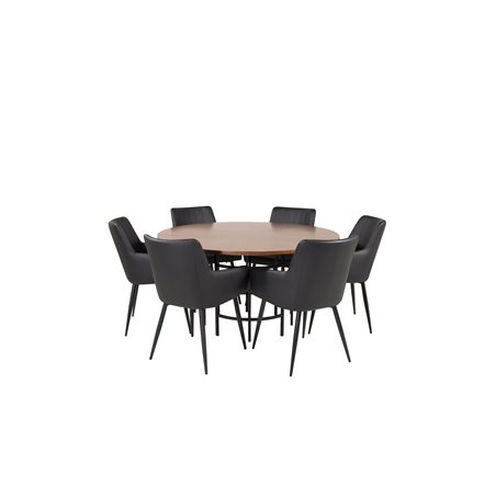 Copenhagen - Dining Table round - Brown / Black, Comfort Dining Chair - Black / Black_6