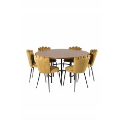 Copenhagen - Dining Table round - Brown / Black, Limhamn Light - Chair - Gold Velvet_6