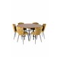 Copenhagen - Dining Table round - Brown / Black, Limhamn Light - Chair - Gold Velvet_6