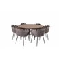 Copenhagen - Dining Table round - Brown / Black, Limhamn - Chair - Grey Velvet_6