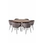 Copenhagen - Dining Table round - Brown / Black, Limhamn - Chair - Grey Velvet_6