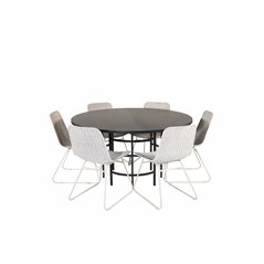 Copenhagen - Dining Table round - Black / Black, Cirebon Dining Chair - White Wash_6