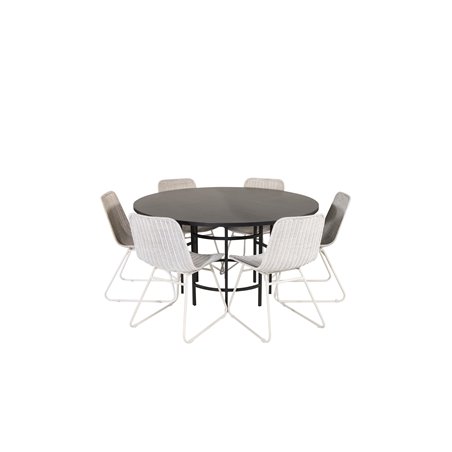 Copenhagen - Dining Table round - Black / Black, Cirebon Dining Chair - White Wash_6