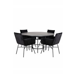 Copenhagen - Dining Table round - Black / Black+Pippi Chair - Black / Black Velvet_4