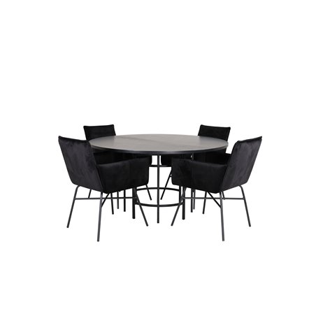 Copenhagen - Dining Table round - Black / Black+Pippi Chair - Black / Black Velvet_4