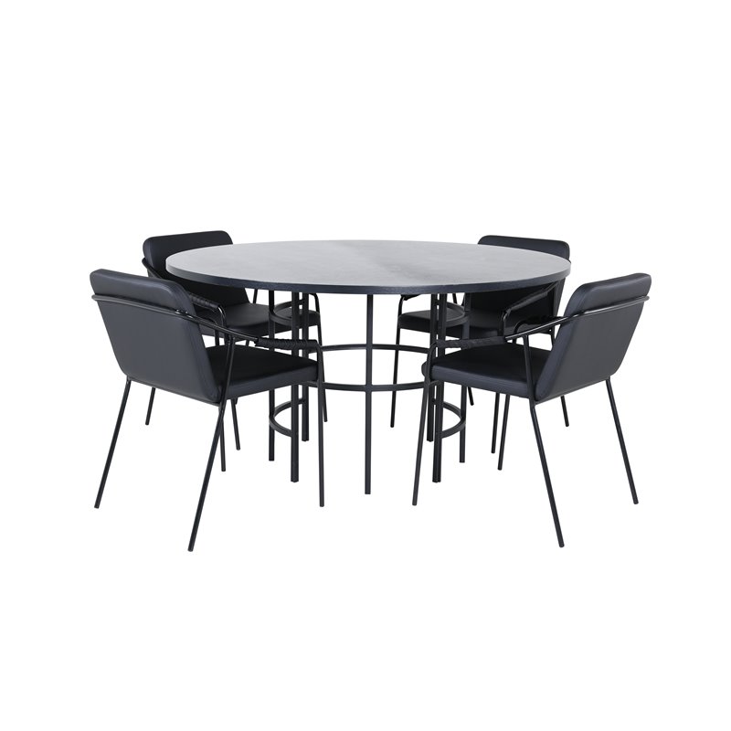 Copenhagen - Dining Table round - Black / Black+Tvist Chair - Black / Black PU_4