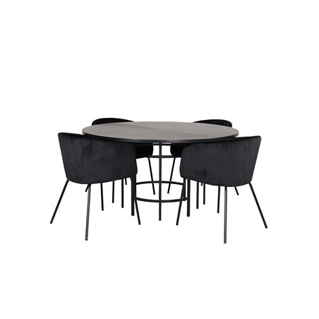 Copenhagen - Dining Table round - Black / Black+Berit Chair - Black / Black Velvet_4