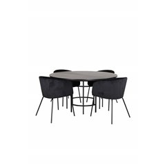 Copenhagen - Dining Table round - Black / Black+Berit Chair - Black / Black Velvet_4