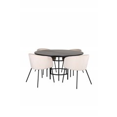 Copenhagen - Dining Table round - Black / Black+Berit Chair - Black / Beige Velvet_4