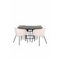 Copenhagen - Dining Table round - Black / Black+Berit Chair - Black / Beige Velvet_4