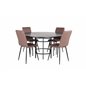 Copenhagen - Dining Table round - Black / Black+Windu Lyx Chair - Black / Brown Micro Fibre_4