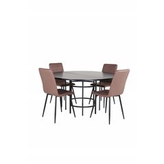 Copenhagen - Dining Table round - Black / Black+Windu Lyx Chair - Black / Brown Micro Fibre_4