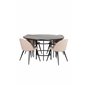 Copenhagen - Dining Table round - Black / Black+Velvet Stitches Chair - Black / Beige Fabric (Polyester linen )_4