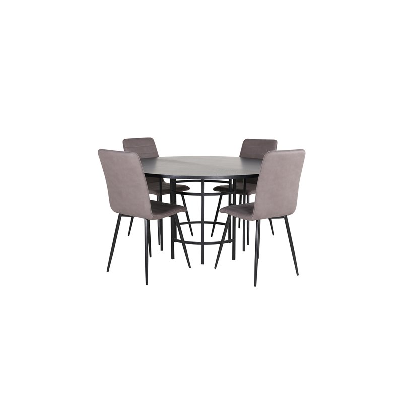 Copenhagen - Dining Table round - Black / Black+Windu Lyx Chair - Black / Grey Micro Fibre_4