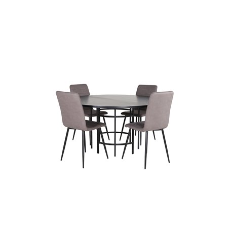 Copenhagen - Dining Table round - Black / Black+Windu Lyx Chair - Black / Grey Micro Fibre_4