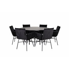 Copenhagen - Dining Table round - Black / Black+Pippi Chair - Black / Black Velvet_6