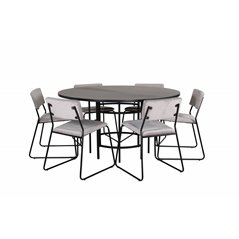 Copenhagen - Dining Table round - Black / Black+Kenth Chair - Black / Light Grey Velvet_6