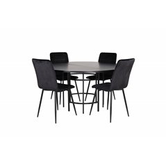 Copenhagen - Dining Table round - Black / Black+Windu Lyx Chair - Black / Black Velvet_4