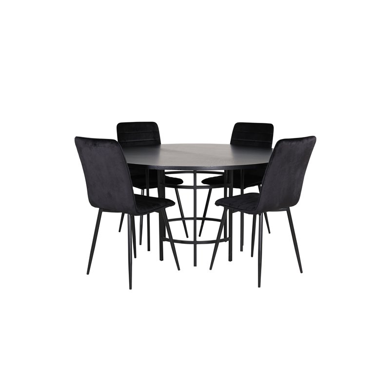 Copenhagen - Dining Table round - Black / Black+Windu Lyx Chair - Black / Black Velvet_4