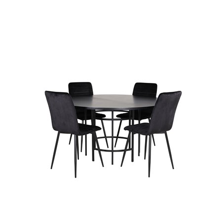 Copenhagen - Dining Table round - Black / Black+Windu Lyx Chair - Black / Black Velvet_4