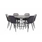 Copenhagen - Dining Table round - Black / Black+Emma Chair - Black / Black and Light Grey Black Velvet in Back Grey Velvet in fr