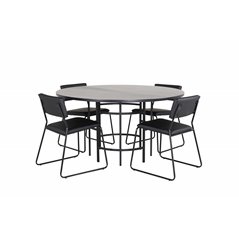 Copenhagen - Dining Table round - Black / Black+Kenth Chair - Black / Black PU_4