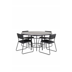 Copenhagen - Dining Table round - Black / Black+Kenth Chair - Black / Black PU_4