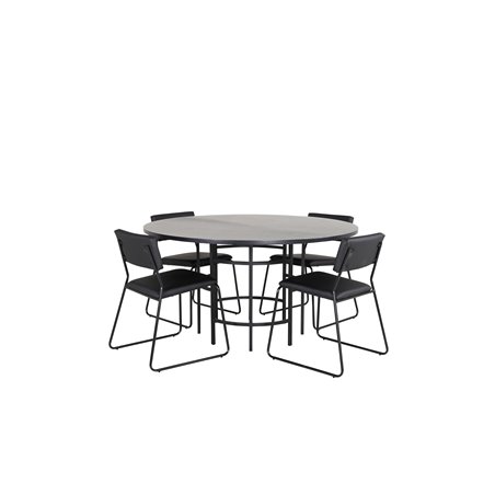 Copenhagen - Dining Table round - Black / Black+Kenth Chair - Black / Black PU_4