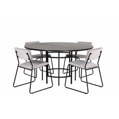 Copenhagen - Dining Table round - Black / Black+Kenth Chair - Black / Light Grey Velvet_4