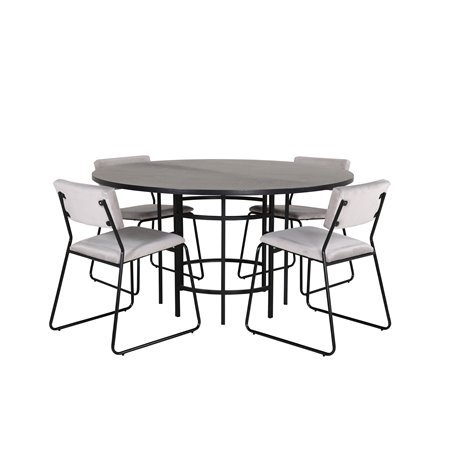 Copenhagen - Dining Table round - Black / Black+Kenth Chair - Black / Light Grey Velvet_4