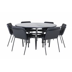 Copenhagen - Dining Table round - Black / Black+Tvist Chair - Black / Black PU_6