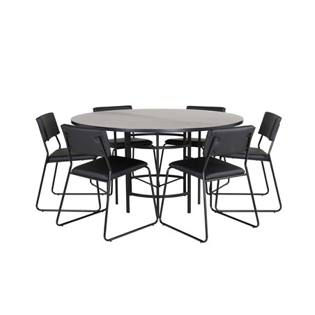 Copenhagen - Dining Table round - Black / Black+Kenth Chair - Black / Black PU_6