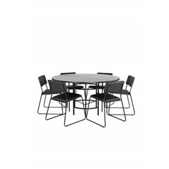 Copenhagen - Dining Table round - Black / Black+Kenth Chair - Black / Black PU_6