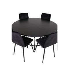 Copenhagen - Dining Table round - Black / Black+Windu Lyx Chair - Black / Black Velvet_6