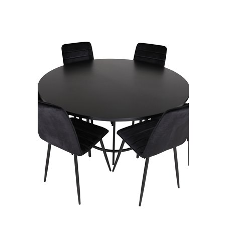 Copenhagen - Dining Table round - Black / Black+Windu Lyx Chair - Black / Black Velvet_6