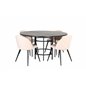 København - Spisebord rundt - Sort / Sort + Velvet Stitch es Chair - Sort / Beige Velvet_4