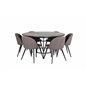 Copenhagen - Dining Table round - Black / Black+Velvet Stitches Chair - Black / Grey Micro Fibre_6