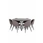 Copenhagen - Dining Table round - Black / Black+Velvet Stitches Chair - Black / Grey Micro Fibre_6