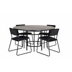 Copenhagen - Dining Table round - Black / Black+Kenth Chair - Black / Black Velvet_4